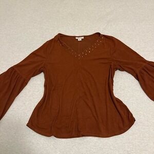 Style & Co. Warm Brown‎ V-Neck Blouse